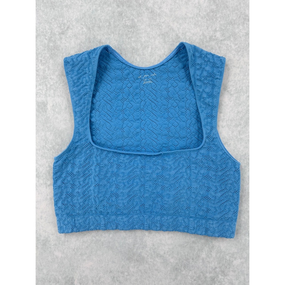 Out From Under Urban Outfitters Blue Seamless Textured Pointelle Crop Top S/M